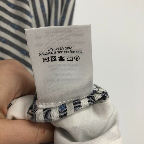 Veronica Beard Kai Ruffle Swiss Dot  grey white stripe blue dot print size 2 - Picture 12 of 16